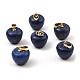 Dyed Natural Lapis Lazuli Teacher Apple Charms(G-Z022-02H-G)-1