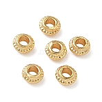 Brass Beads, Nickel Free, Flat Round, Real 18K Gold Plated, 4.5x3mm, Hole: 2mm(KK-Z136-76G)