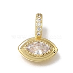 Brass Micro Pave Clear Cubic Zirconia Charms, Horse Eye Charms, Lead Free & Cadmium Free, Real 18K Gold Plated, 15x12.5x6mm, Hole: 5x3.5mm(KK-C262-45G)