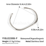 Minimalist 201 Stainless Steel C-Shaped Open Cuff Bangles for Women, Stainless Steel Color, Inner Diameter: 2-1/2 inch(6.4cm)(FO8073-2)