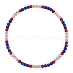 Polymer Clay Rhinestone Round Beaded Necklaces, Independence Day Stretch Necklaces, Mixed Color, 18.9 inch(48cm)(NJEW-SW00049-02)