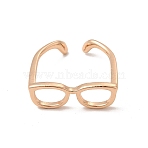 Brass Glasses Frame Open Cuff Ring for Women, Light Gold, Inner Diameter: 17mm(X-RJEW-F140-140KCG)