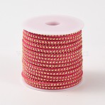 Rivet Faux Suede Cord, Faux Suede Lace, with Aluminum, Cerise, 3x2mm, about 20yards/roll(LW-M002-05)