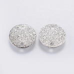 Iron Links connectors, Textured, Flat Round, Platinum, 10x0.2mm, Hole: 1mm(KK-F737-57P)