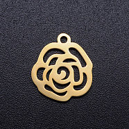 201 Stainless Steel Hollow Charms, Flower, Golden, 14x13x1mm, Hole: 1.4mm(STAS-Q201-JN293-2)