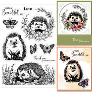 Custom PVC Plastic Clear Stamps, for DIY Scrapbooking, Photo Album Decorative, Cards Making, Hedgehog Pattern, 160x110x3mm(DIY-WH0448-0068)
