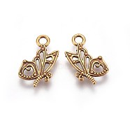 Tibetan Style Alloy Pendants, Cadmium Free & Lead Free, Butterfly, Antique Golden Color, Size: about 17mm long, 10mm wide, 2mm thick, hole: 2.5mm(X-TIBEP-A100603-G-LF)