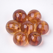 Acrylic Beads, Imitation Gemstone Style, Round, Sandy Brown, 14x13.5mm, Hole: 2mm(X-OACR-S029-059E)