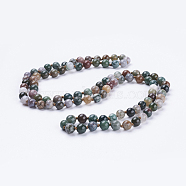 Natural Indian Agate Beaded Necklaces, Round, 36 inch(91.44cm)(NJEW-P202-36-A34)