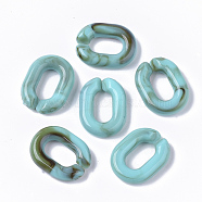 Acrylic Linking Rings, Quick Link Connectors, For Jewelry Chains Making, Imitation Gemstone Style, Oval, Light Sea Green, 19x14.5x4.5mm, Inner Diameter: 10x5.5mm, about 620pcs/500g(OACR-S021-18A-16)