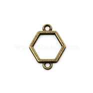 Hollow Frame Alloy Links Connectors, Cadmium Free & Lead Free, Hexagon , Antique Bronze, 21x16x1.5mm, Hole: 2mm(FIND-WH0090-78AB)