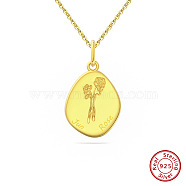 Birth Flower Style 925 Sterling Silver Pendant Necklaces, Real 14K Gold Plated, 17.91 inch(45.5cm)(STER-M116-05D-G)