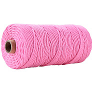 Cotton String Threads for Crafts Knitting Making, Hot Pink, 3mm, about 109.36 Yards(100m)/Roll(KNIT-PW0001-01-32)