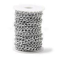 10m Aluminium Twisted Curb Chains, Diamond Cut Chains, Unwelded, Faceted, Silver, 10x6.5x1.8mm(CHA-YW0001-06)