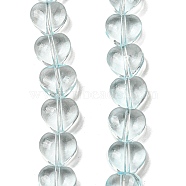 Baking Paint Transparent Glass Beads Strands, Heart, Pale Turquoise, 8x8x4.5mm, Hole: 0.8mm, about 99~100pcs/strand, 29.13~29.53 inch(74~75cm)(DGLA-A08-T8mm-KD05)