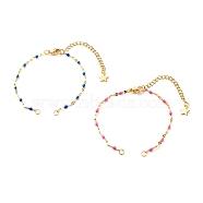 Bracelet Makings, with 304 Stainless Steel Enamel Link Chains & Lobster Claw Clasps & Curb Extender Chain & Open Jump Rings, Blue & Pink, Golden, 6-1/4~6-3/8 inch(16~16.3cm), Hole: 2.5mm, 2Pcs/set(AJEW-JB01002)