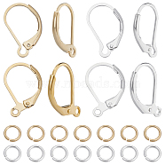 40Pcs 4 Styles Brass Leverback Earring Findings, with 40Pcs Open Jump Rings, Mixed Color, 15.5~15.6x10x1.5~2mm, Pin: 0.7~0.8mm, 10Pcs/style(DIY-CN0002-84)