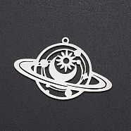 201 Stainless Steel Pendants, Laser Cut, Planet, Stainless Steel Color, 25.5x40x1mm, Hole: 1.4mm(STAS-S105-LA222)