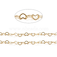 3.28 Feet Brass Heart Link Chains, Soldered, Long-Lasting Plated, Real 18K Gold Plated, 6x8x0.5mm(X-CHC-D026-15A-G)