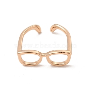 Brass Glasses Frame Open Cuff Ring for Women, Light Gold, Inner Diameter: 17mm(X-RJEW-F140-140KCG)