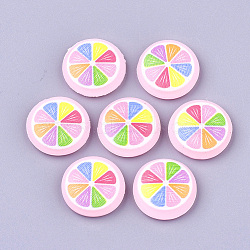 PVC Plastic Cabochons, Lemon, Flat Round, Pink, 19x5mm(PVC-T004-33B)