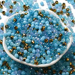 Glass Beads, Faceted, Rondelle, Pale Turquoise, 4x3mm, Hole: 0.4mm, about 6800pcs/500g(EGLA-A034-LM4mm-15)