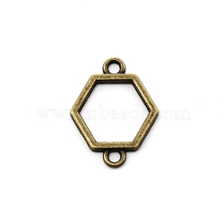 Hollow Frame Alloy Links Connectors, Cadmium Free & Lead Free, Hexagon , Antique Bronze, 21x16x1.5mm, Hole: 2mm(FIND-WH0090-78AB)