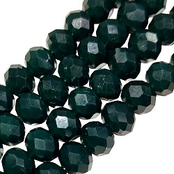 Opaque Solid Color Glass Beads Strands, Faceted, Rondelle, Dark Slate Gray, 8x6mm, Hole: 1mm, about 65~68pcs/strand, 15.7~16.1 inch(40~41cm)(EGLA-A034-P8mm-D25)