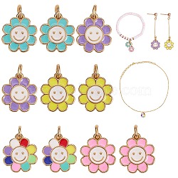10Pcs 5 Colors Brass Enamel Charms, Real 18K Gold Plated, Long-Lasting Plated, Flower, Mixed Color, 14.5x13x1.5mm, Hole: 3mm, 2pcs/color(KK-SZ0005-19)