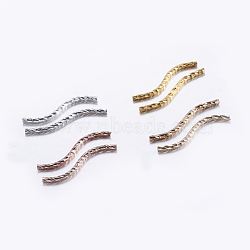 Brass Tube Beads, Faceted, Twist, Mixed Color, 25x1.5mm, Hole: 0.5mm(KK-K197-36)