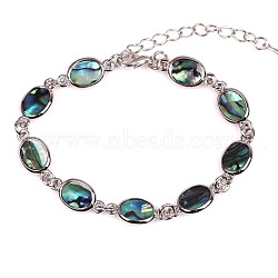 Oval Natural Abalone Shell/Paua Shell Link Bracelets for Women(FS5984-20)