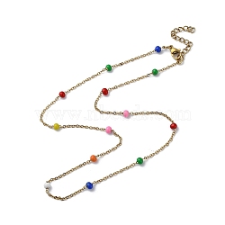 Vacuum Plating Golden 304 Stainless Steel with Enamel Satellite Chain Necklaces, Colorful, 16.54 inch(42cm)(NJEW-G117-01G-01)