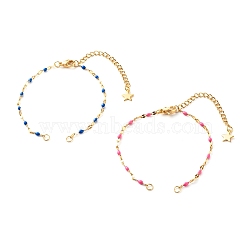 Bracelet Makings, with 304 Stainless Steel Enamel Link Chains & Lobster Claw Clasps & Curb Extender Chain & Open Jump Rings, Blue & Pink, Golden, 6-1/4~6-3/8 inch(16~16.3cm), Hole: 2.5mm, 2Pcs/set(AJEW-JB01002)