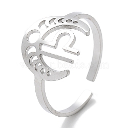 304 Stainless Steel Constellation Rings for Women, Aquarius, 18mm, Inner Diameter: 18mm(RJEW-U024-01P-04)