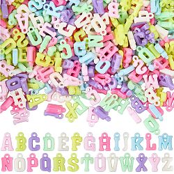 130g Opaque Acrylic Pendants, Mixed Letters, Mixed Color, 13~15x6~13x3.5mm(MACR-BM0001-01)