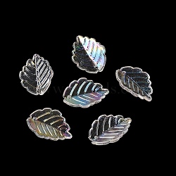 Transparent Acrylic Pendants, UV Plating Iridescent, Leaf, Clear, 23.5x17.5x2mm, Hole: 1.5mm(MACR-K358-05A)