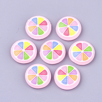 PVC Plastic Cabochons, Lemon, Flat Round, Pink, 19x5mm
