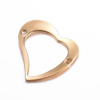 201 Stainless Steel Links connectors, Heart, Golden, 28x28.5x1.2mm, Hole: 2mm