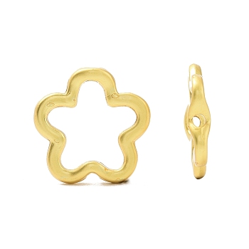 Rack Plating Alloy Bead Frame, Long-Lasting Plated, Lead Free & Cadmium Free, Flower, Matte Gold Color, 15x3mm, Hole: 1.4mm, Inner Diameter: 6mm