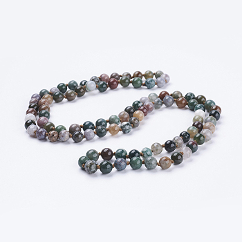 Natural Indian Agate Beaded Necklaces, Round, 36 inch(91.44cm)