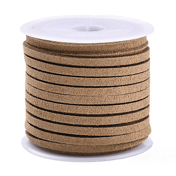 Faux Suede Cord, Faux Suede Lace, Camel, 3x1.5mm, about 5.46 yards(5m)/roll, 25rolls/bag