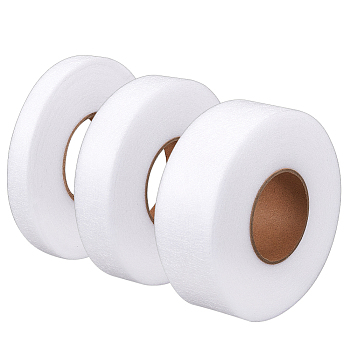 3 Rolls 3 Style Non-Woven Interfacing, Hot Melt Double Side Fabric Fusing Tape, for Clothing Accessories, White, 5/8~1-5/8 inch(15~40mm), 70 yards/roll, 1 roll/style