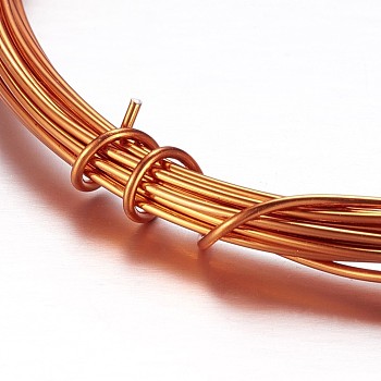 Round Aluminum Wire, Bendable Metal Craft Wire, for Beading Jewelry Craft Making, Dark Orange, 10 Gauge, 2.5mm, 10m/roll(32.8 Feet/roll)