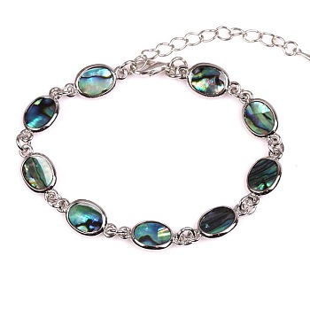 Oval Natural Abalone Shell/Paua Shell Link Bracelets for Women