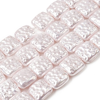 Electroplate Opaque Glass Imitation Pearl Beads Strands, Square, Lavender Blush, 14x14x6mm, Hole: 1.2mm, about 29pcs/strand, 16.02''(40.7cm)