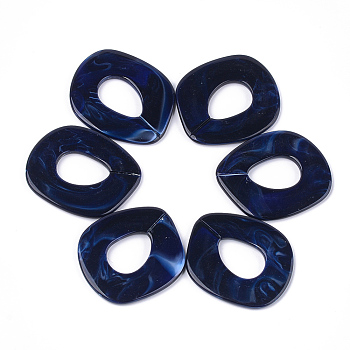 Acrylic Linking Rings, Quick Link Connectors, For Jewelry Chains Making, Imitation Gemstone Style, Dark Blue, 51.5x45x3.5mm, Hole: 23x16mm