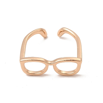 Brass Glasses Frame Open Cuff Ring for Women, Light Gold, Inner Diameter: 17mm