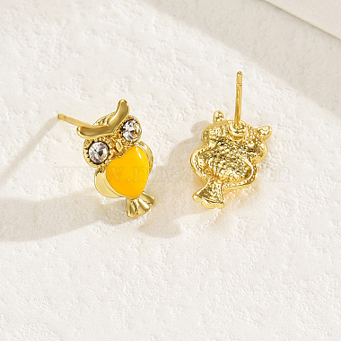 Owl Brass Stud Earrings(LV9587)-3