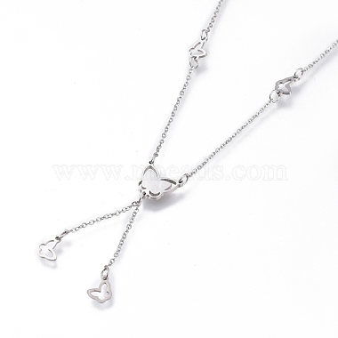 304 Stainless Steel Butterfly Lariat Necklaces(NJEW-I240-17)-3