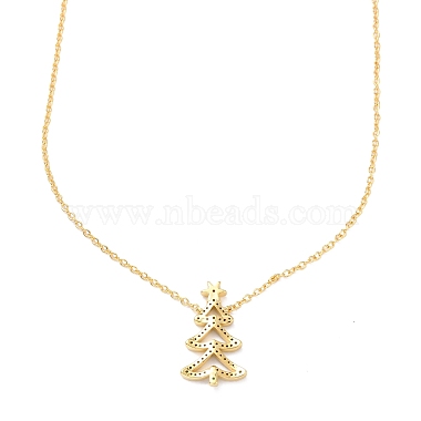 Brass Micro Pave Cubic Zirconia Pendant Necklaces for Christmas(ZIRC-I053-15G)-3